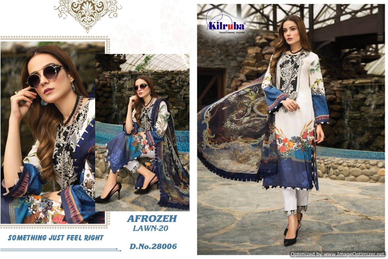 Kilruba Presents Afrozeh Lawn 20 Collection Of Luxury Lawn Cotton Embroidered Pakistani Suits