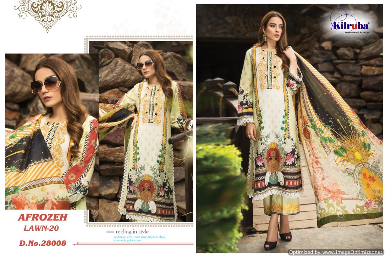 Kilruba Presents Afrozeh Lawn 20 Collection Of Luxury Lawn Cotton Embroidered Pakistani Suits