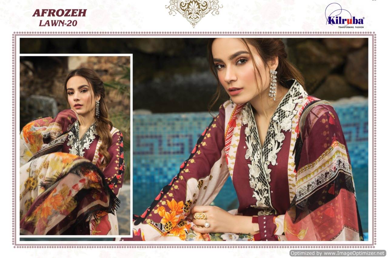 Kilruba Presents Afrozeh Lawn 20 Collection Of Luxury Lawn Cotton Embroidered Pakistani Suits