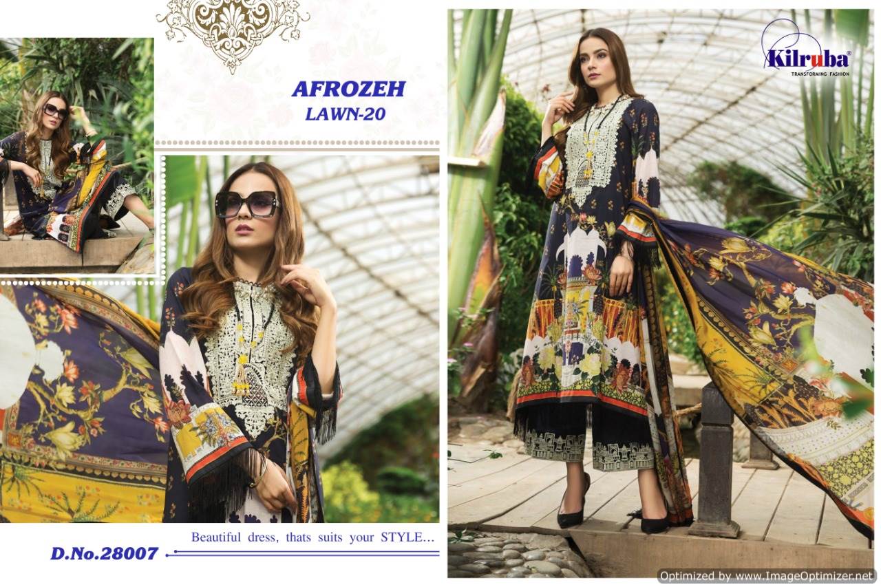 Kilruba Presents Afrozeh Lawn 20 Collection Of Luxury Lawn Cotton Embroidered Pakistani Suits