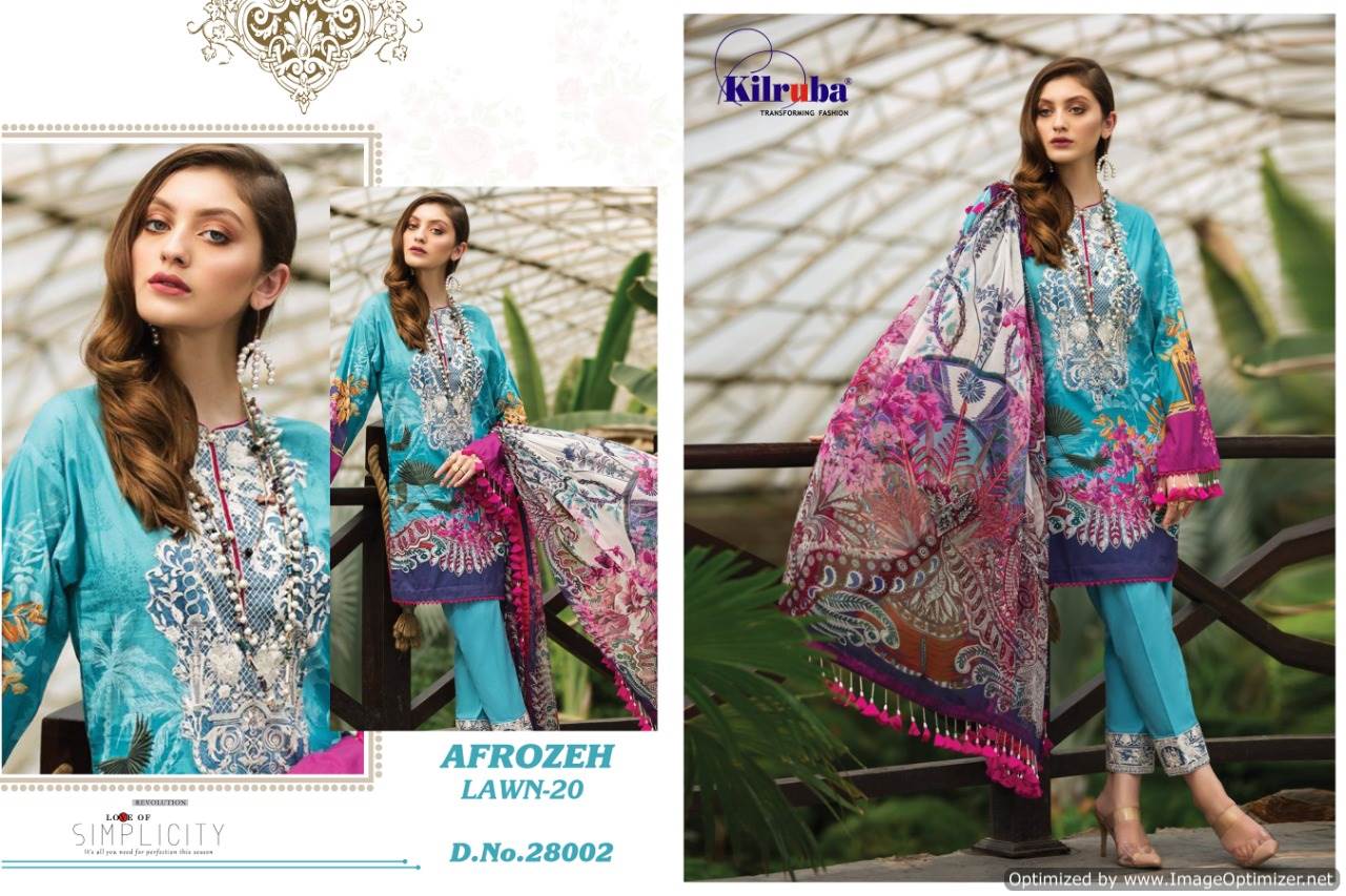 Kilruba Presents Afrozeh Lawn 20 Collection Of Luxury Lawn Cotton Embroidered Pakistani Suits