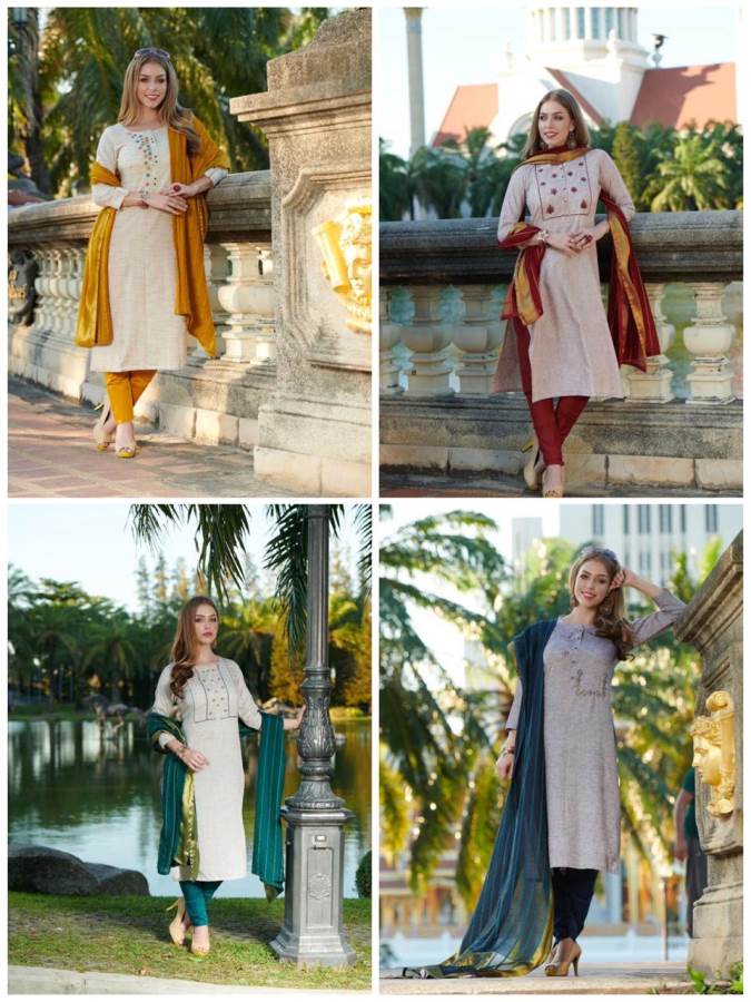 Lymi Presents Light Collection Of Ready Made Embroidered Top With Pant And Dupatta