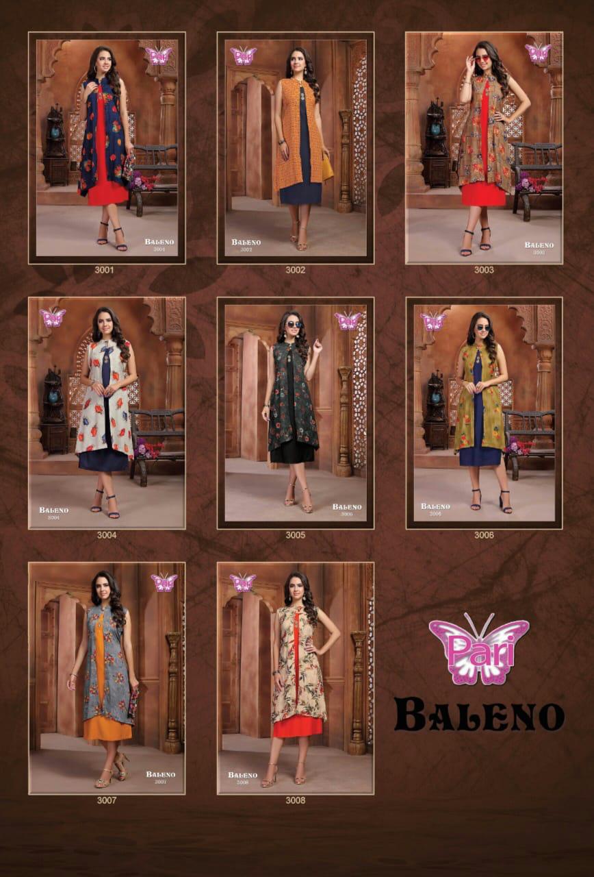 Pari Presents Baleno 3 Collection Of Heavy Rayon Plain Kurti With Printed Shrug