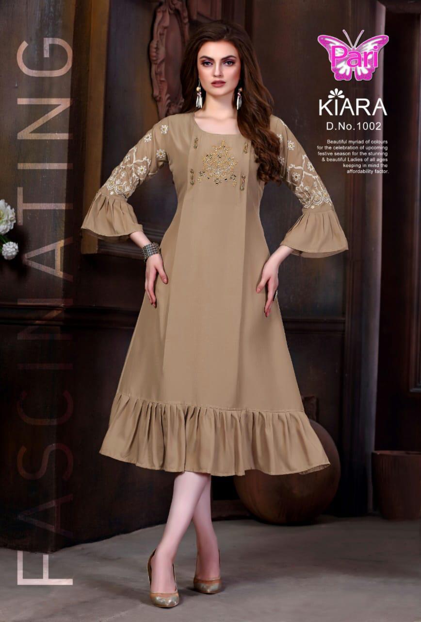 Pari Presents Kiara Collection Of Heavy Muslin Fancy Embroidered Designer Kurtis