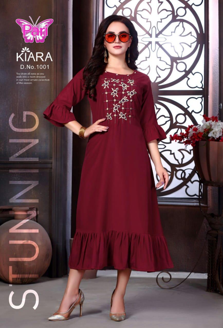 Pari Presents Kiara Collection Of Heavy Muslin Fancy Embroidered Designer Kurtis