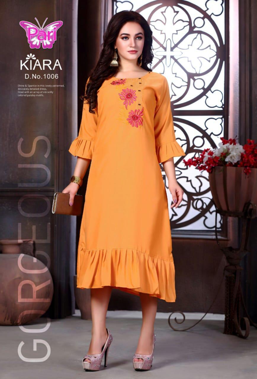 Pari Presents Kiara Collection Of Heavy Muslin Fancy Embroidered Designer Kurtis