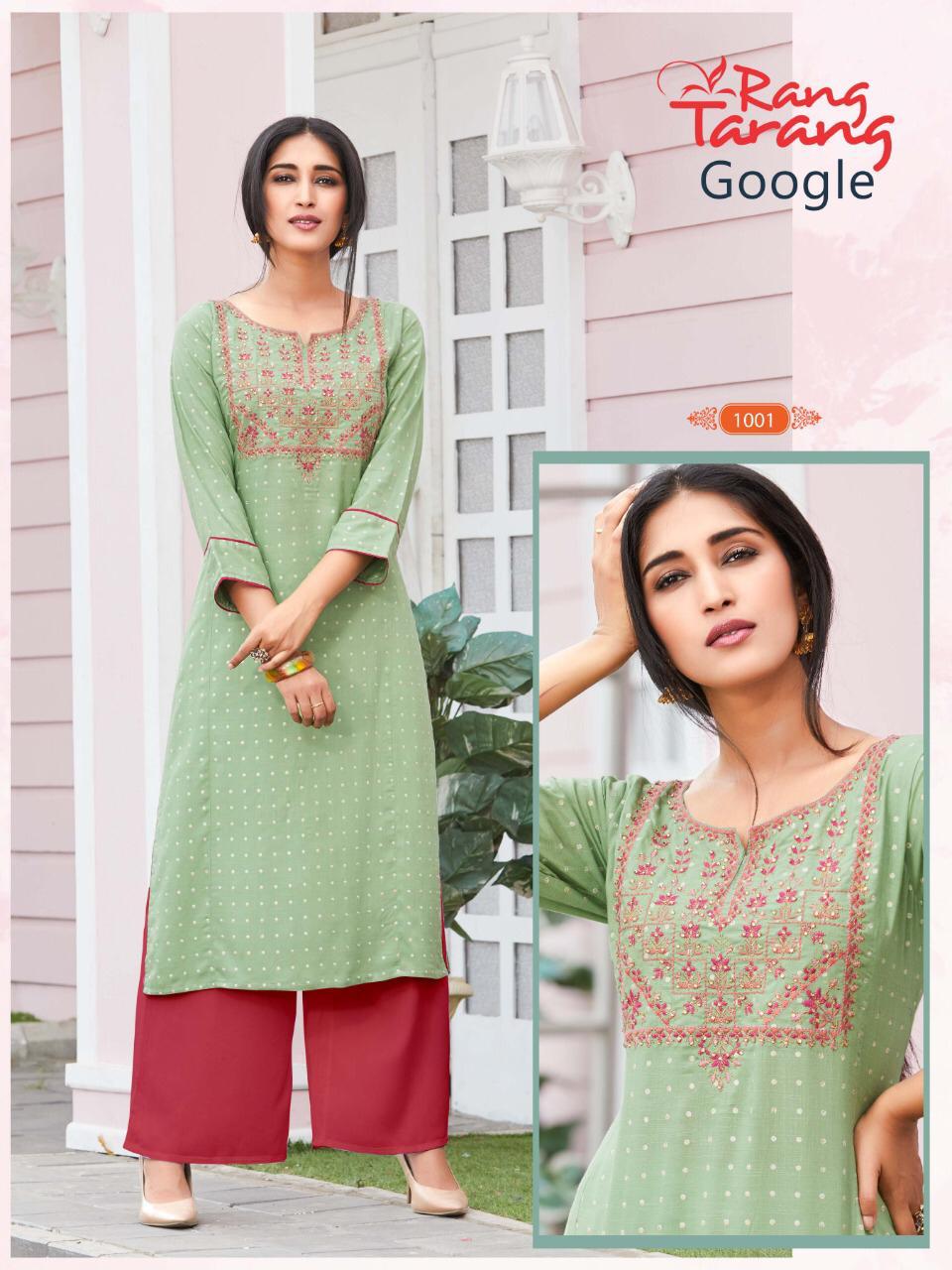 Rang Tarang Presents Google Collection Of Fancy Work Designer Kurtis