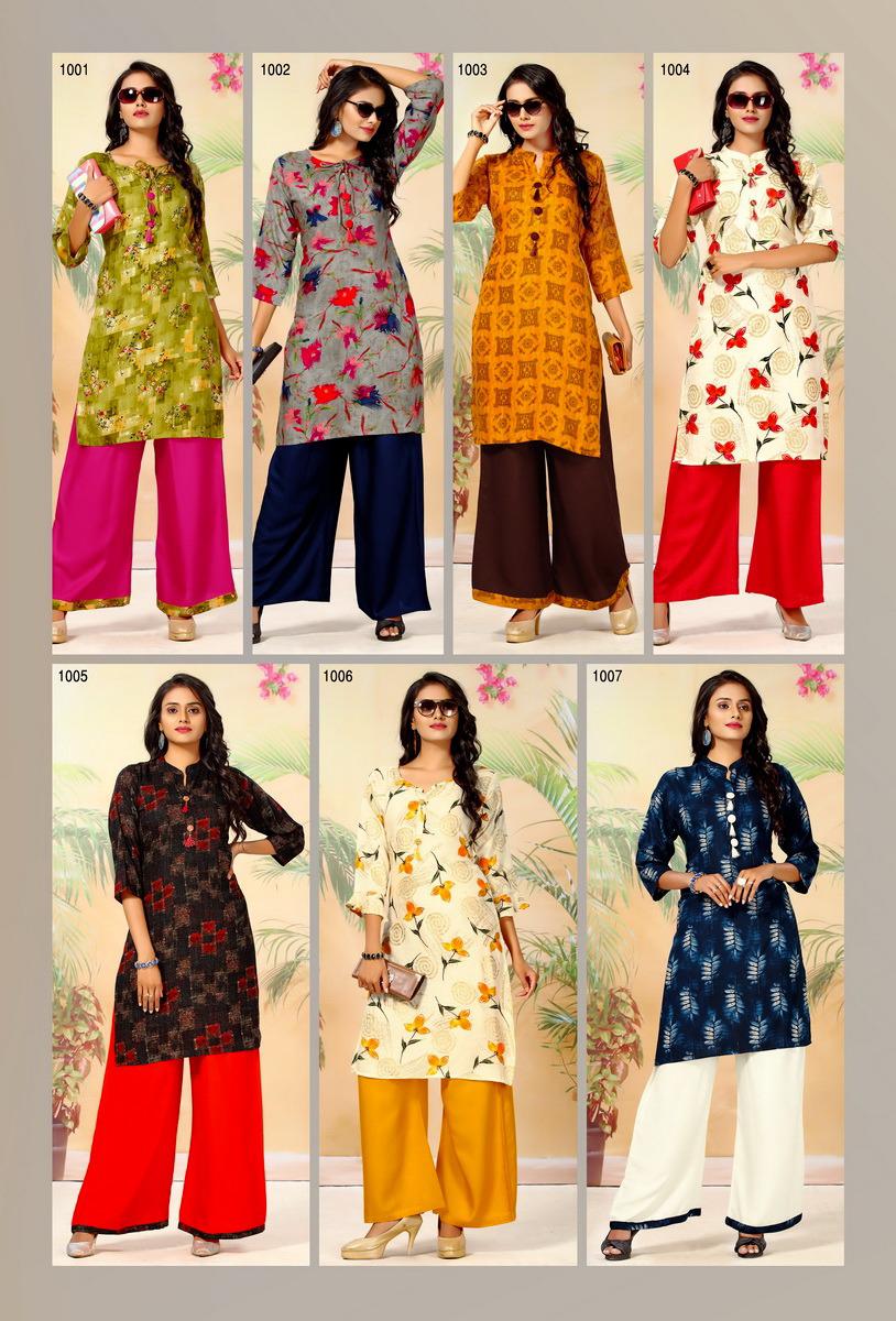 Rang Tarang Presents Victoria Collection Of Heavy Rayon Fabulous Kurti With Plazo