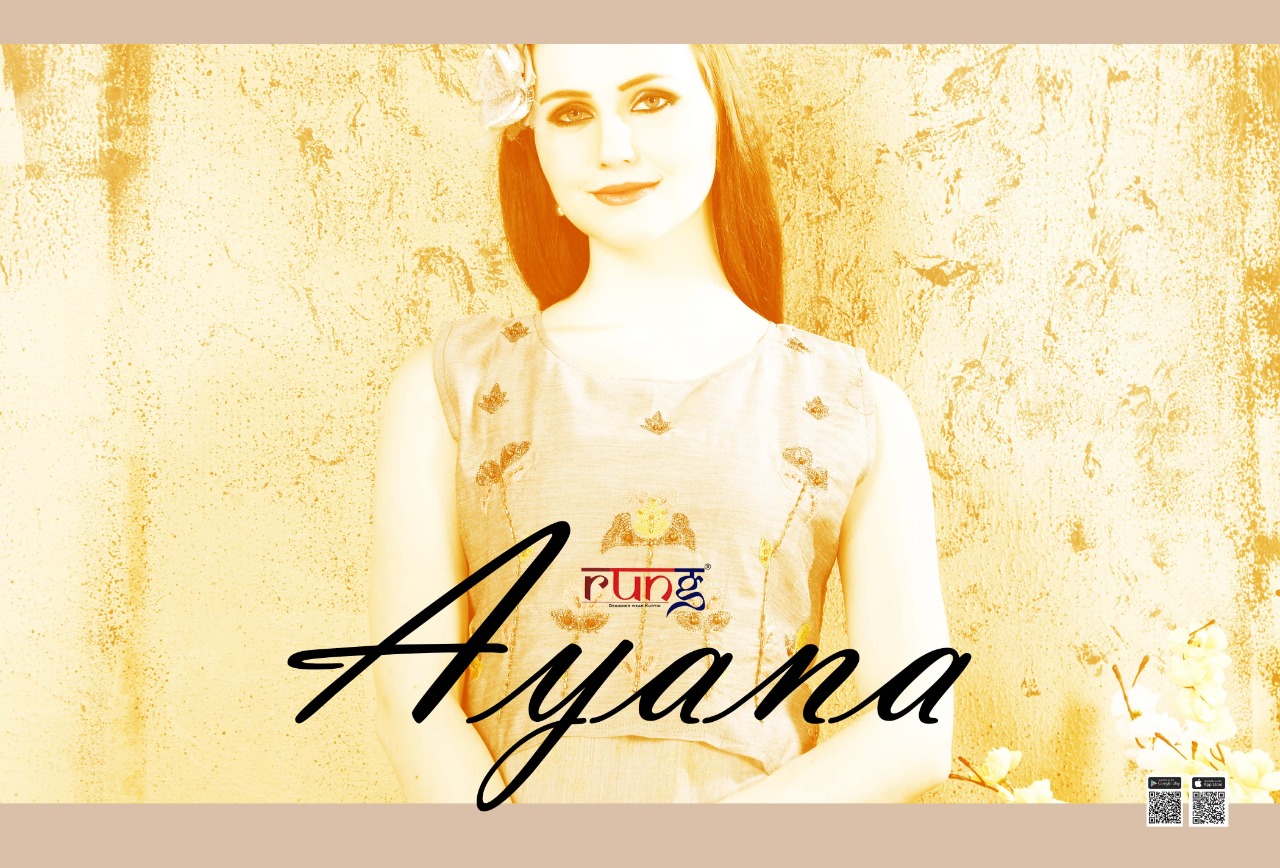 Rung Presents Ayana Collection Of Stylish Fancy Work Designer Kurtis