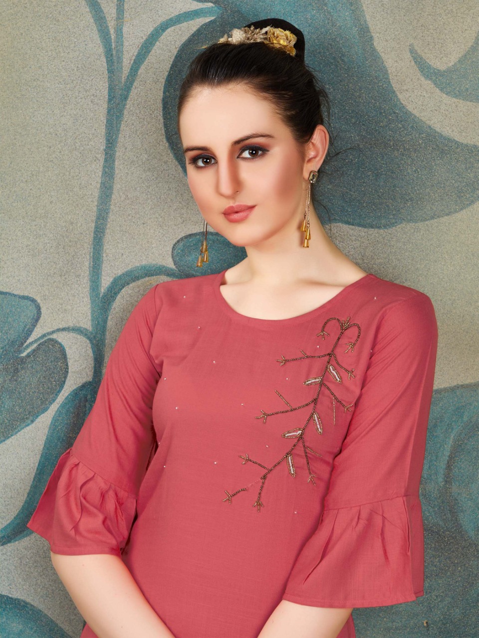 Rung Presents Liza Collection Of Heavy Slub Rayon Manual Hand Work Designer Kurti With Pant