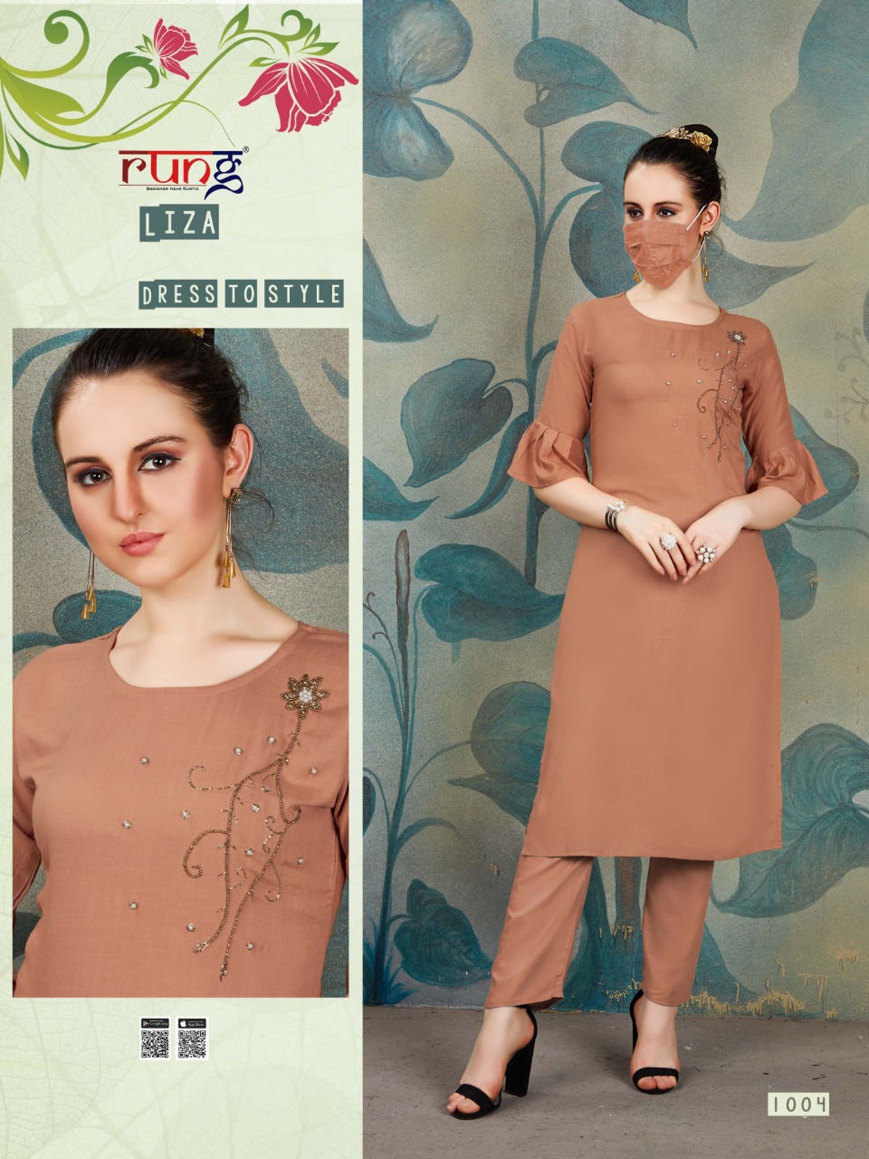 Rung Presents Liza Collection Of Heavy Slub Rayon Manual Hand Work Designer Kurti With Pant