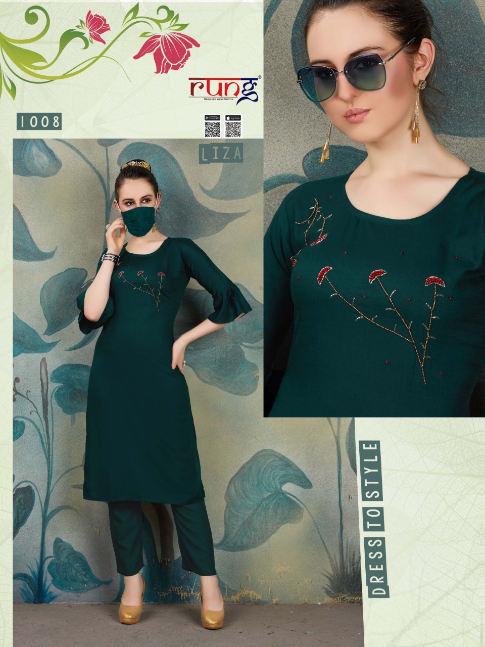 Rung Presents Liza Collection Of Heavy Slub Rayon Manual Hand Work Designer Kurti With Pant