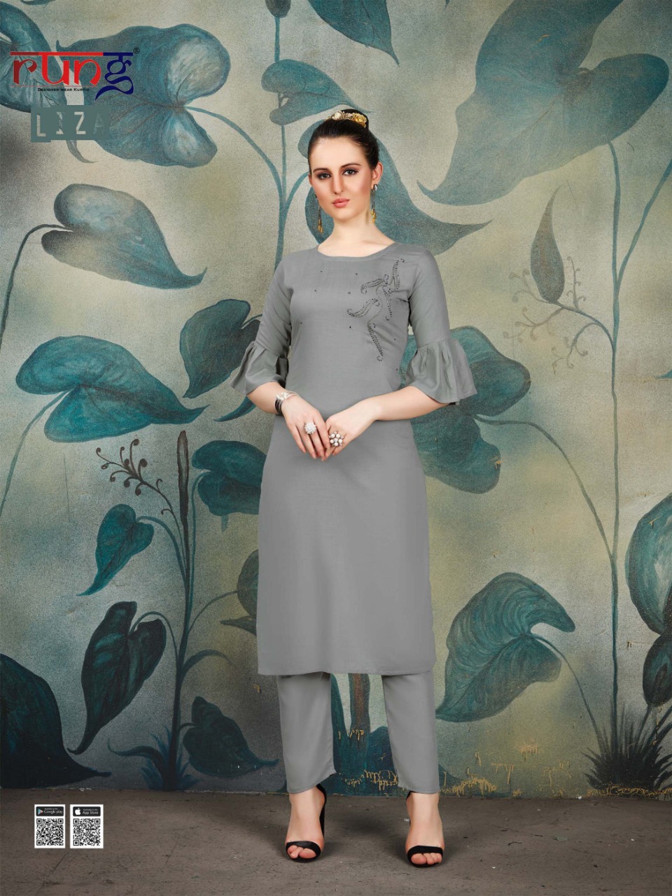 Rung Presents Liza Collection Of Heavy Slub Rayon Manual Hand Work Designer Kurti With Pant