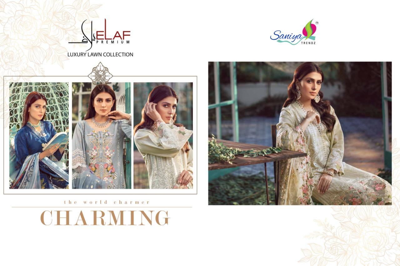 Saniya Presents Lelaf Collection Of Cambric Cotton Heavy Embroidered Designer Pakistani Suits