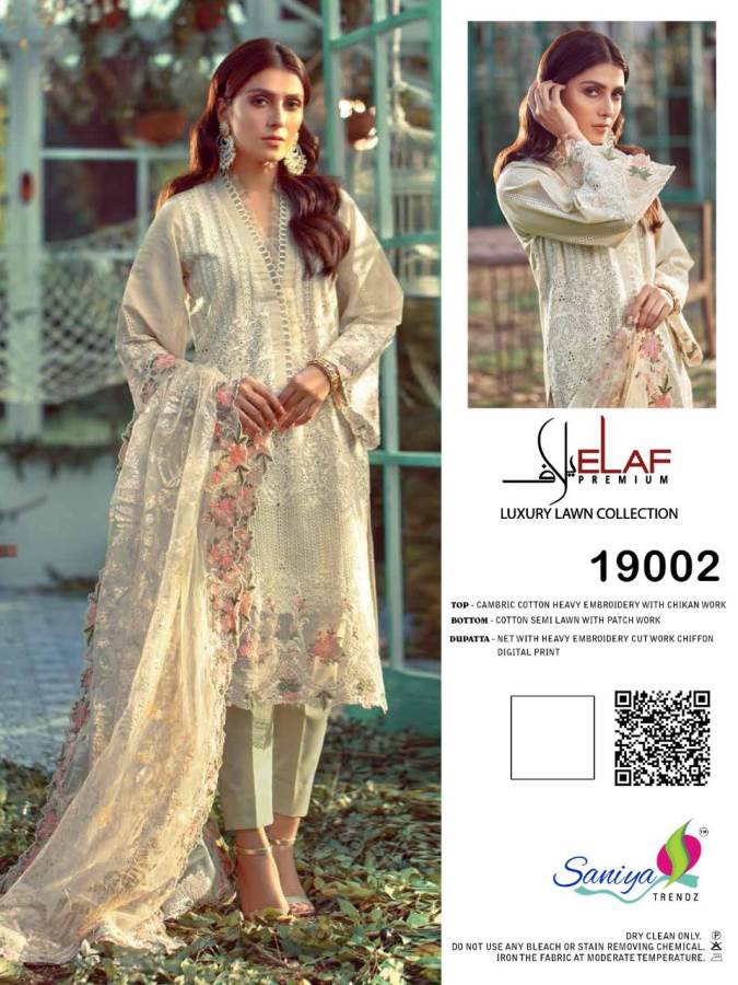 Saniya Presents Lelaf Collection Of Cambric Cotton Heavy Embroidered Designer Pakistani Suits