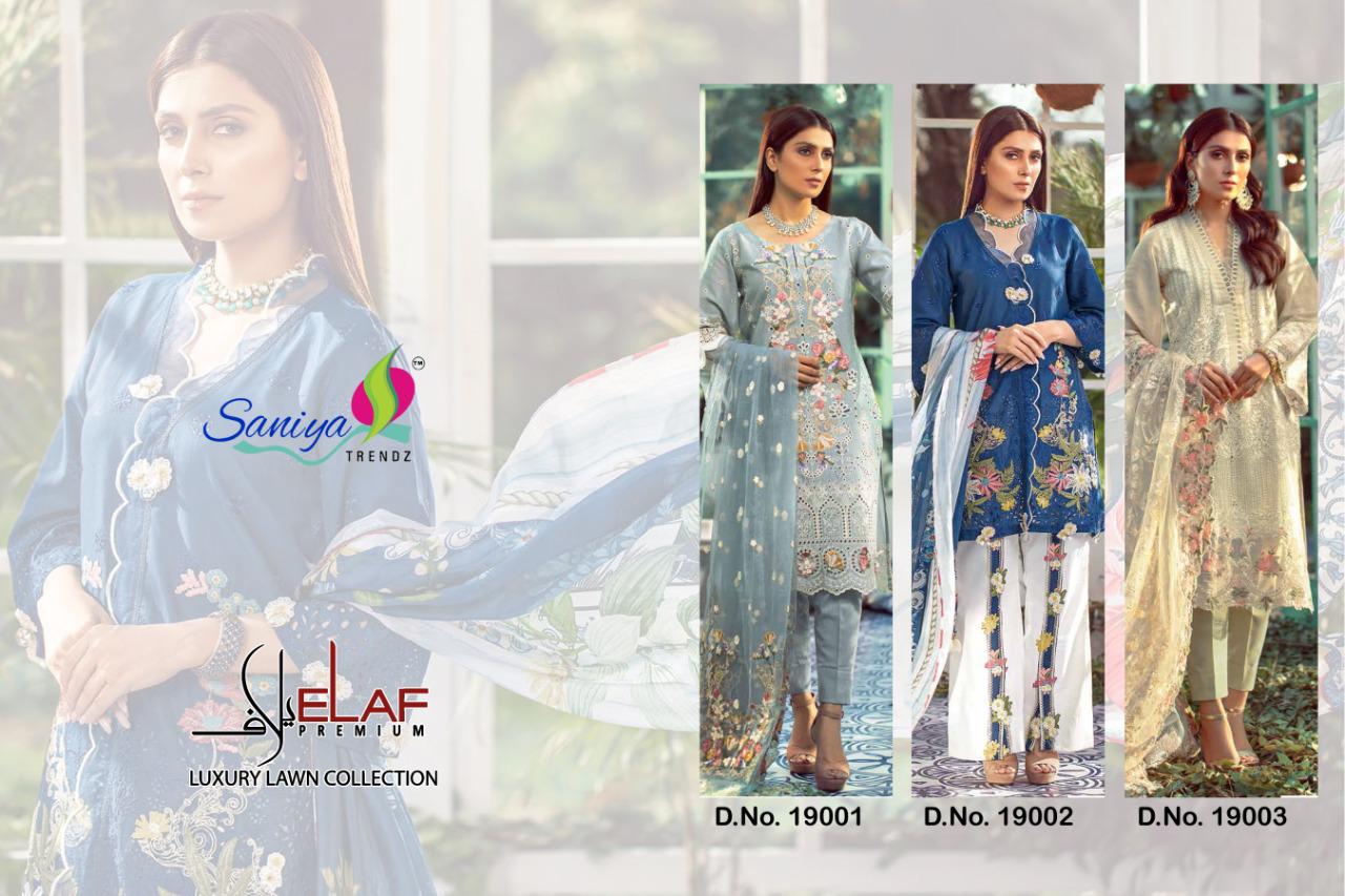 Saniya Presents Lelaf Collection Of Cambric Cotton Heavy Embroidered Designer Pakistani Suits