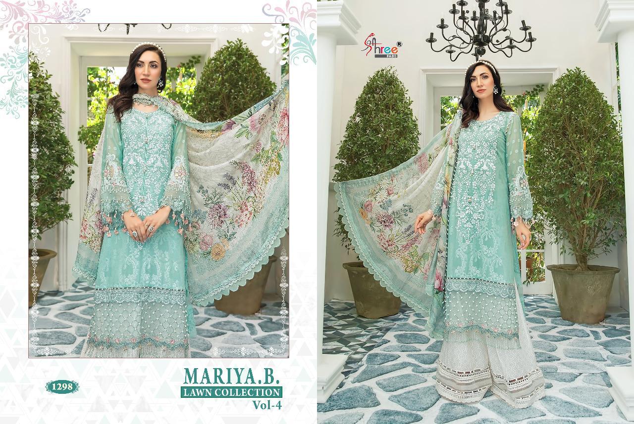 Shree Presents Mariya B Lawn Collection 4 Of Pure Cotton Print & Exclusive Embroidered Pakistani Suits