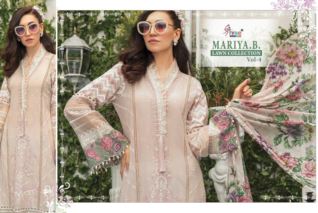 Shree Presents Mariya B Lawn Collection 4 Of Pure Cotton Print & Exclusive Embroidered Pakistani Suits
