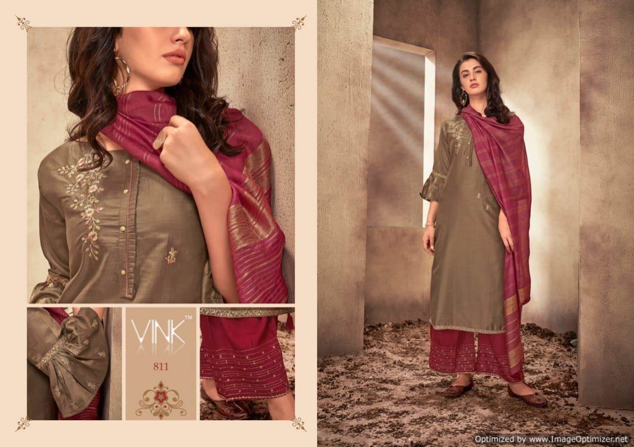 Vink Presents Starlight Collection Of Ready Made Heavy Silk Base Kurti With Bottom And Dupatta