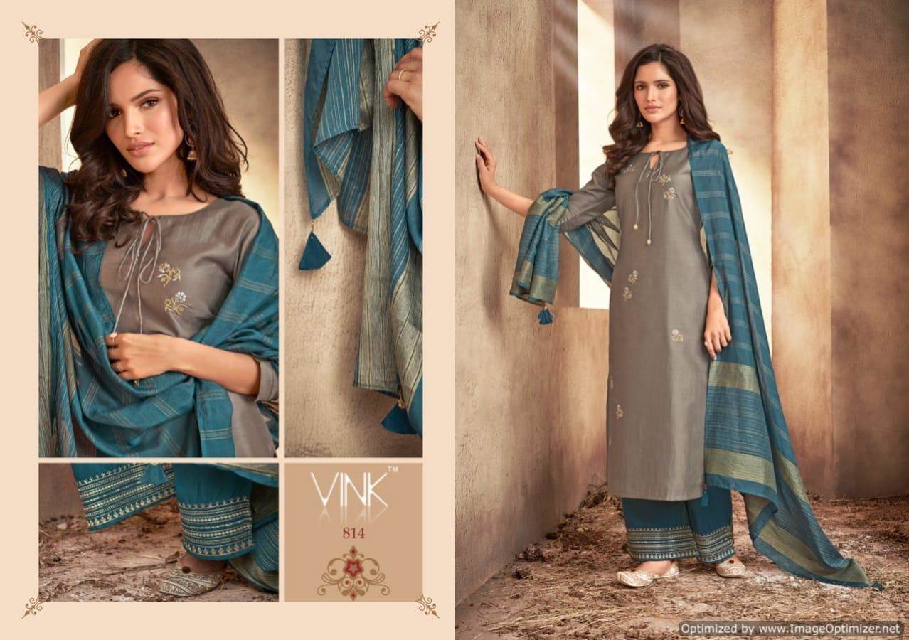 Vink Presents Starlight Collection Of Ready Made Heavy Silk Base Kurti With Bottom And Dupatta