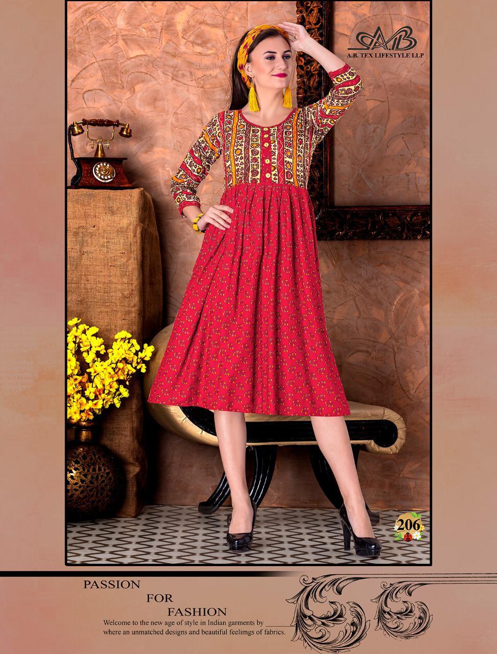 Ab Presents Suhani Heavy Rayon Casual Printed Kurti