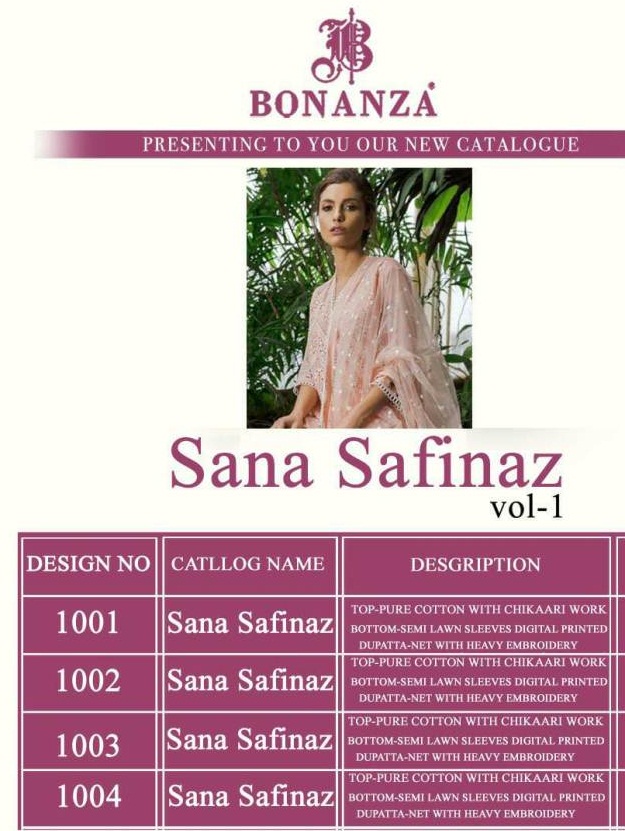 Bonanza  Presents Sana Safinaz  Vol 1 New Heavy Pakistani  Suits