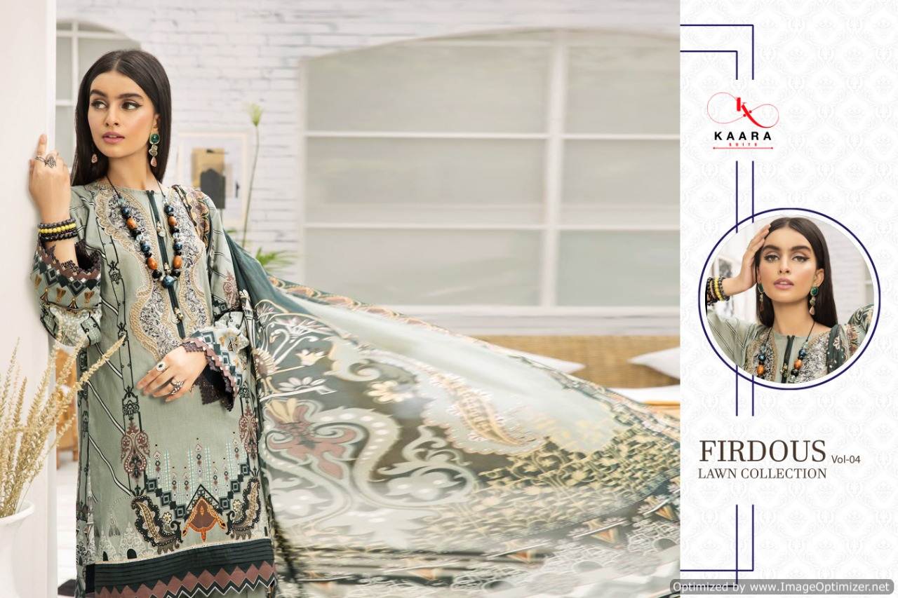 Kaara Presents  Firdous Lawn Collection Vol  4 Pakistani Suits