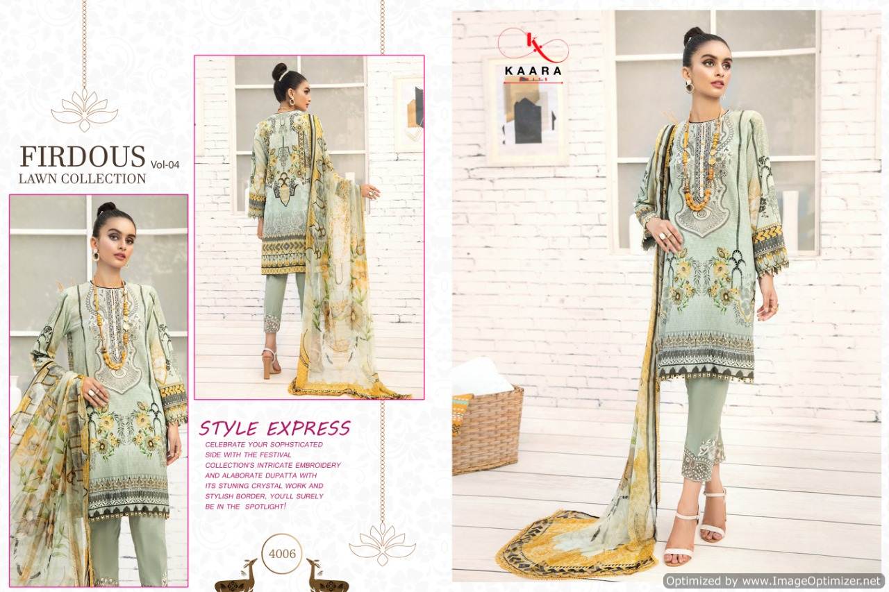 Kaara Presents  Firdous Lawn Collection Vol  4 Pakistani Suits