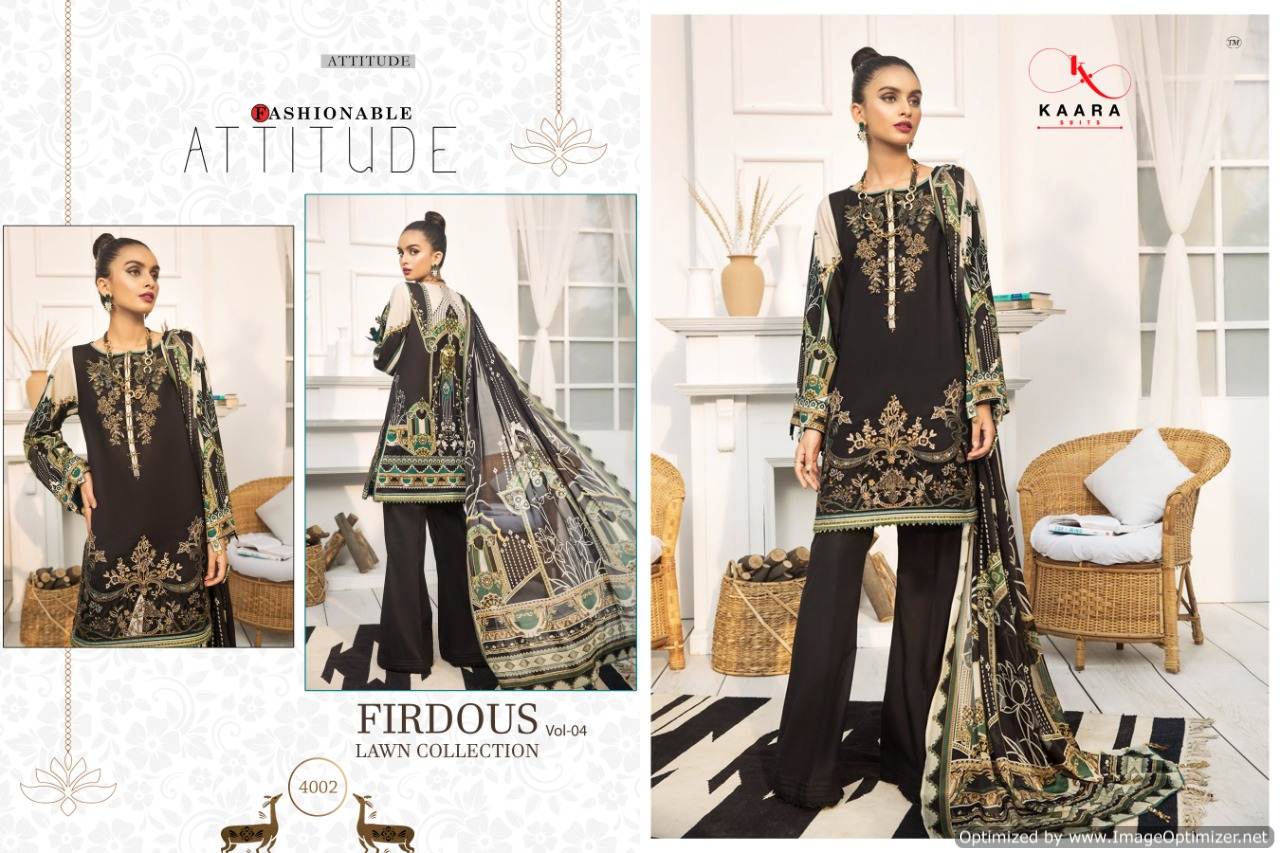 Kaara Presents  Firdous Lawn Collection Vol  4 Pakistani Suits