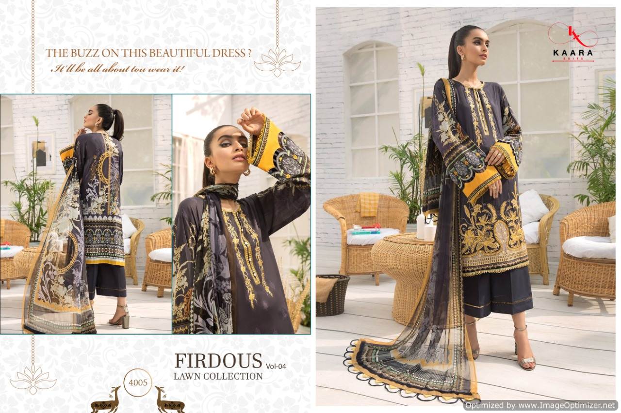 Kaara Presents  Firdous Lawn Collection Vol  4 Pakistani Suits