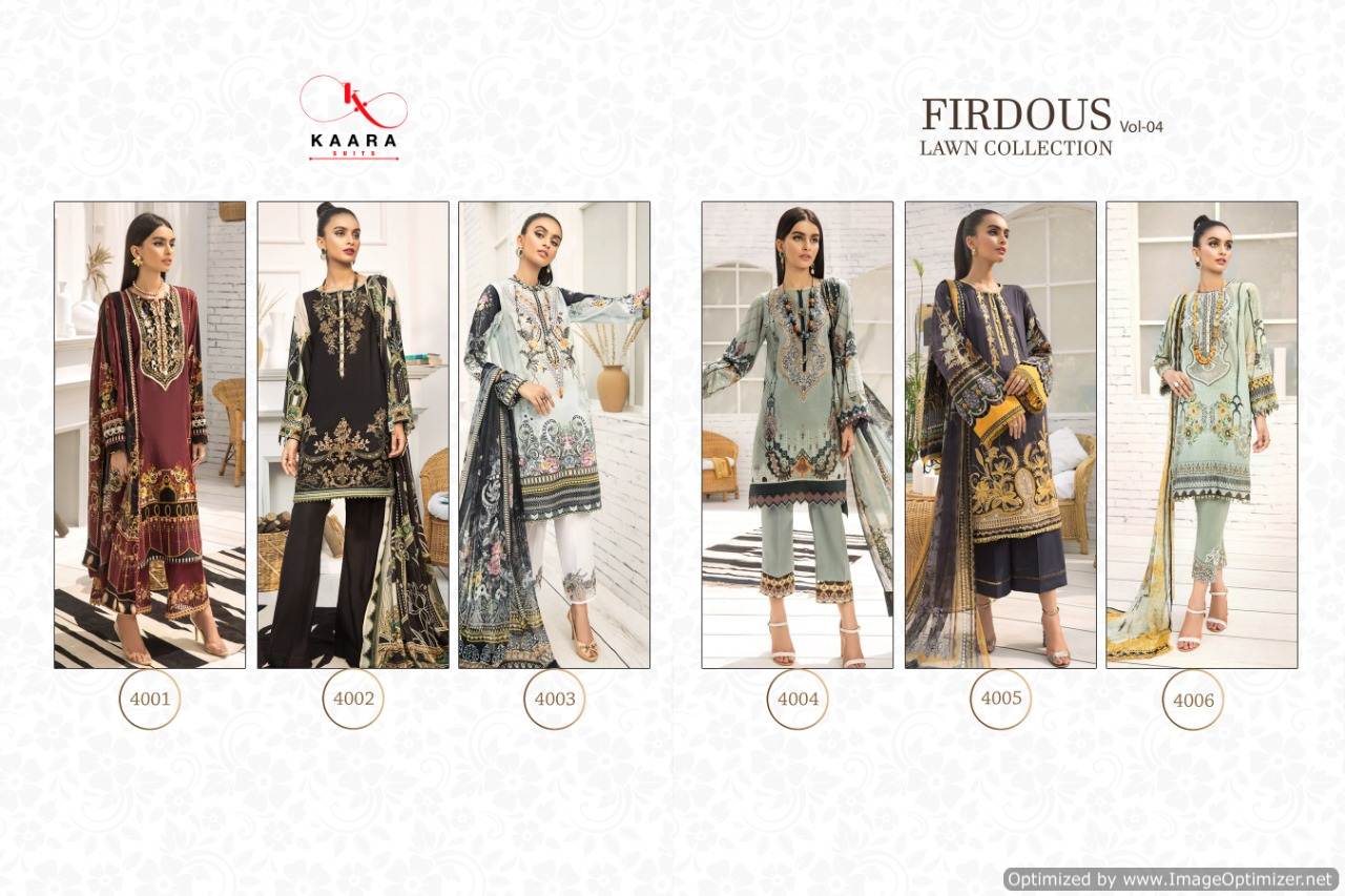 Kaara Presents  Firdous Lawn Collection Vol  4 Pakistani Suits