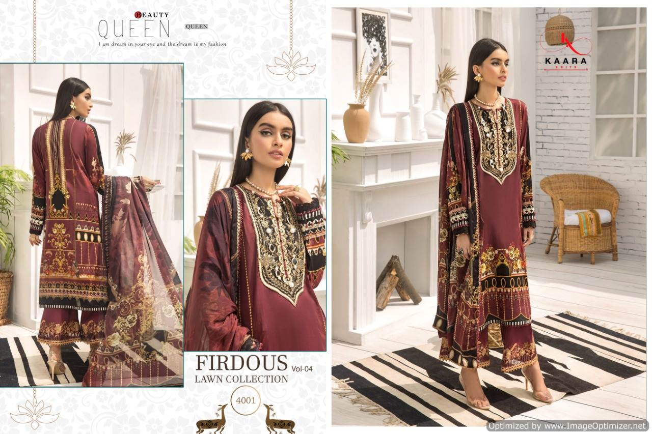 Kaara Presents  Firdous Lawn Collection Vol  4 Pakistani Suits