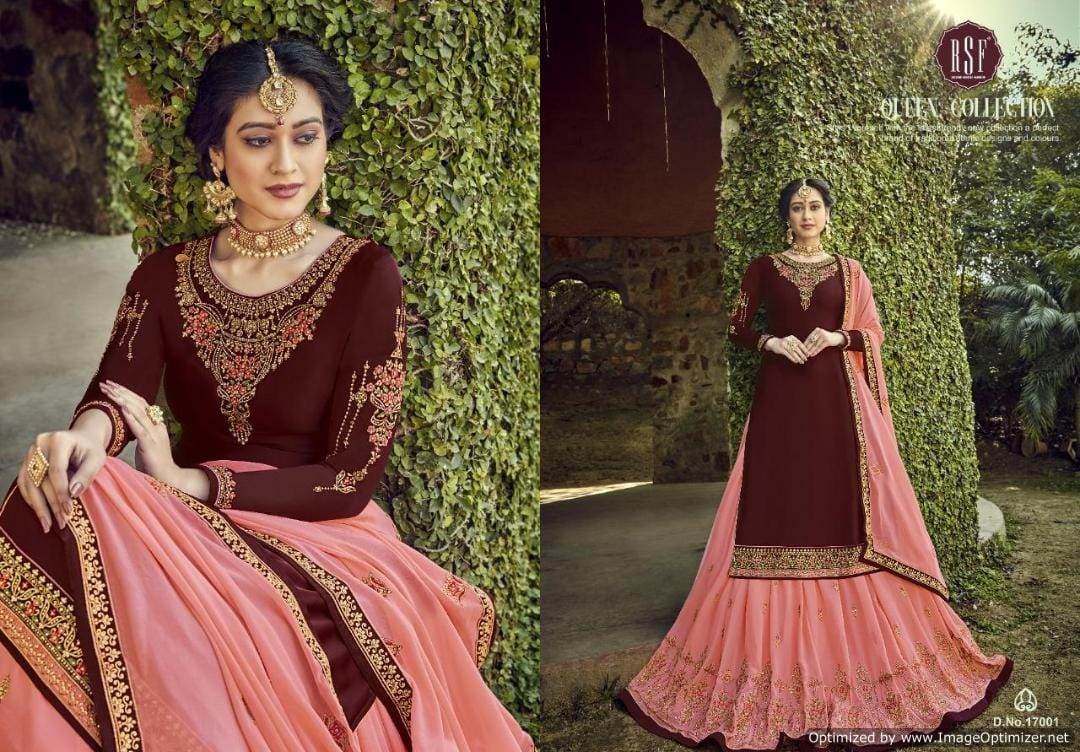 Rsf Presents Rajjo Ghaghra Satin Georgette Designer Salwar Suits Collection