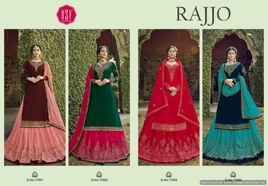 Rsf Presents Rajjo Ghaghra Satin Georgette Designer Salwar Suits Collection