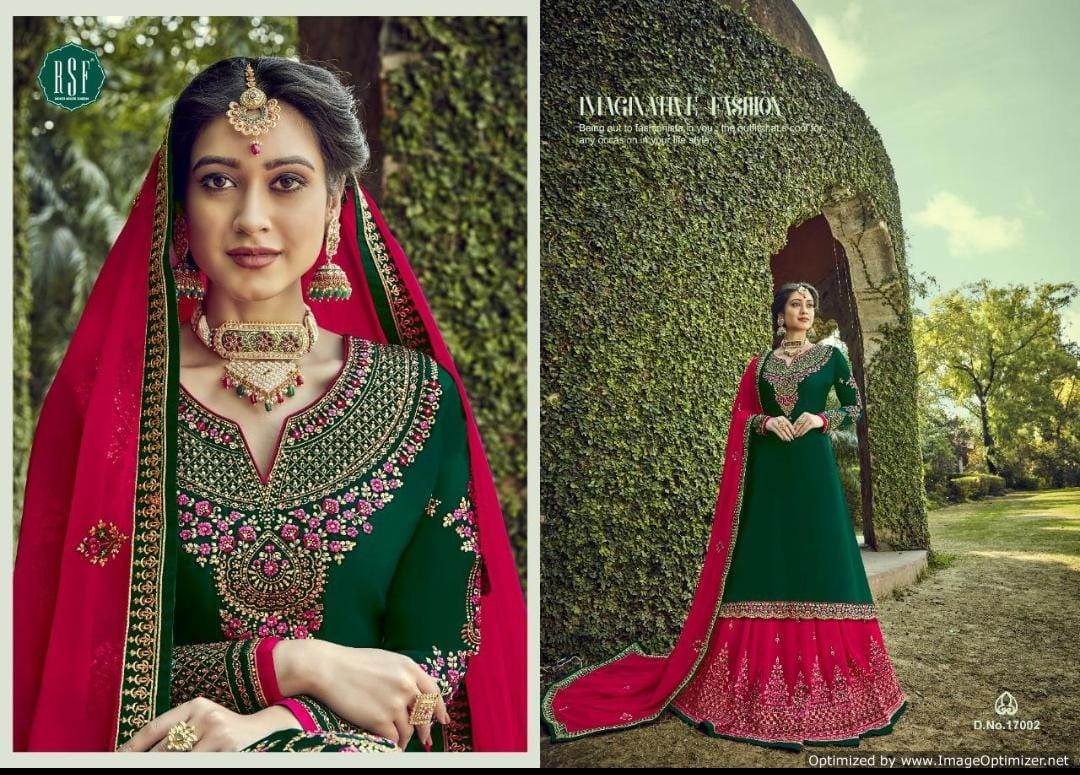 Rsf Presents Rajjo Ghaghra Satin Georgette Designer Salwar Suits Collection