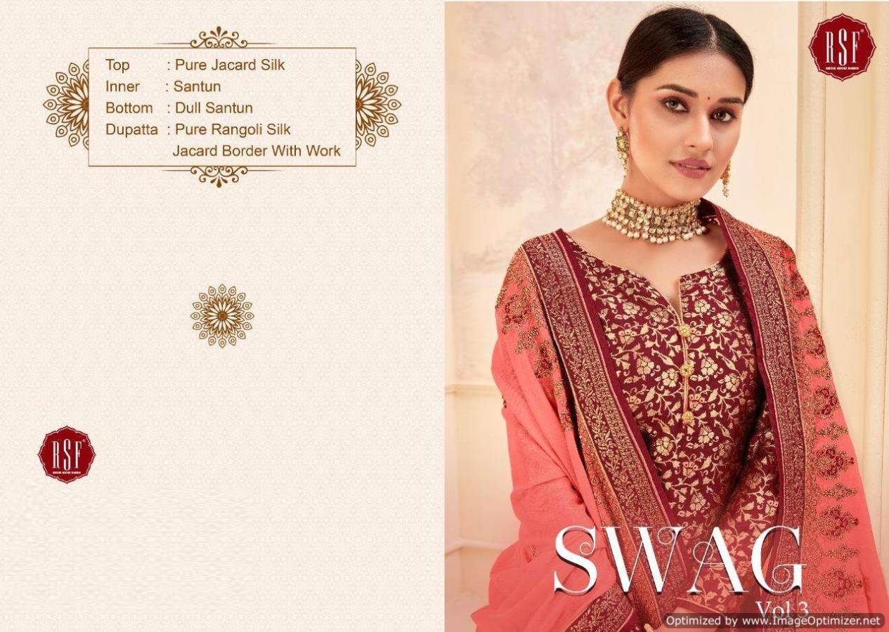 Rsf Presents Swag 3 Pure Silk Jacquard Designer Salwar Suits