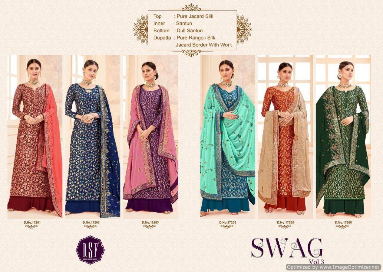 Rsf Presents Swag 3 Pure Silk Jacquard Designer Salwar Suits