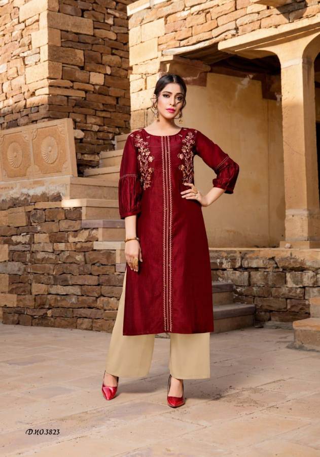 Yami Presents Reshami Heavy Viscose Designer Kurti With Bottom Collection