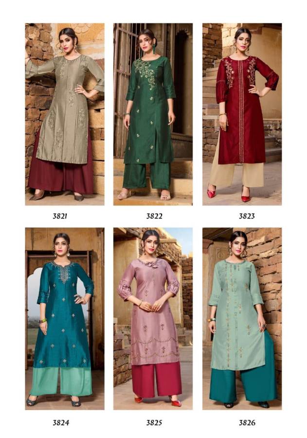 Yami Presents Reshami Heavy Viscose Designer Kurti With Bottom Collection