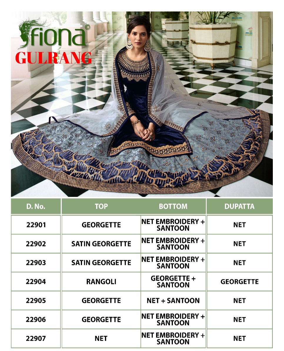 Fiona  Presents  Gulrang Designer  Salwar Suits