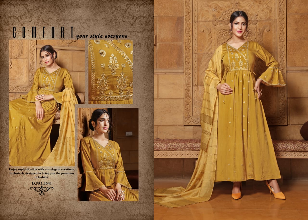 Yami  Presents Gajban  Stylish Gown With Dupatta