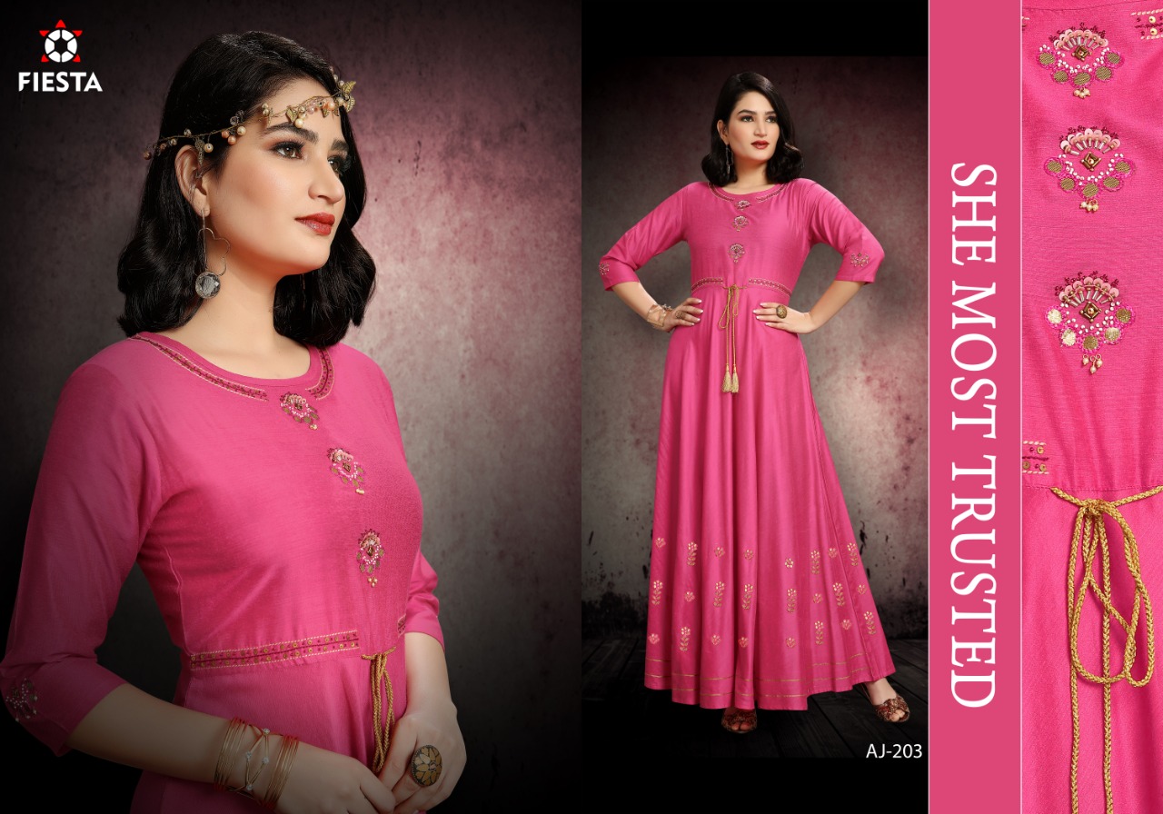 Fiesta Present Mindhal Festival Wear Long Kurtis Collection.