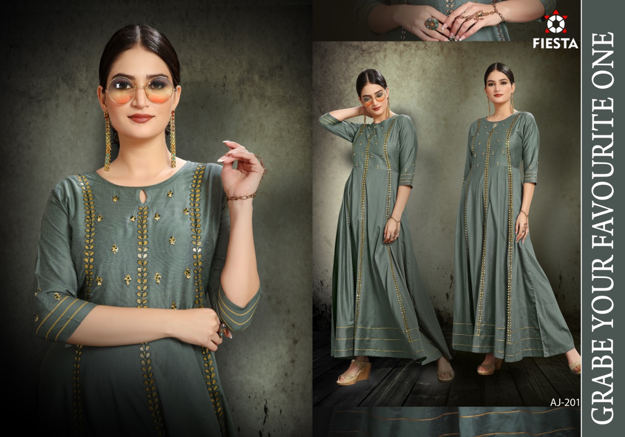 Fiesta Present Mindhal Festival Wear Long Kurtis Collection.