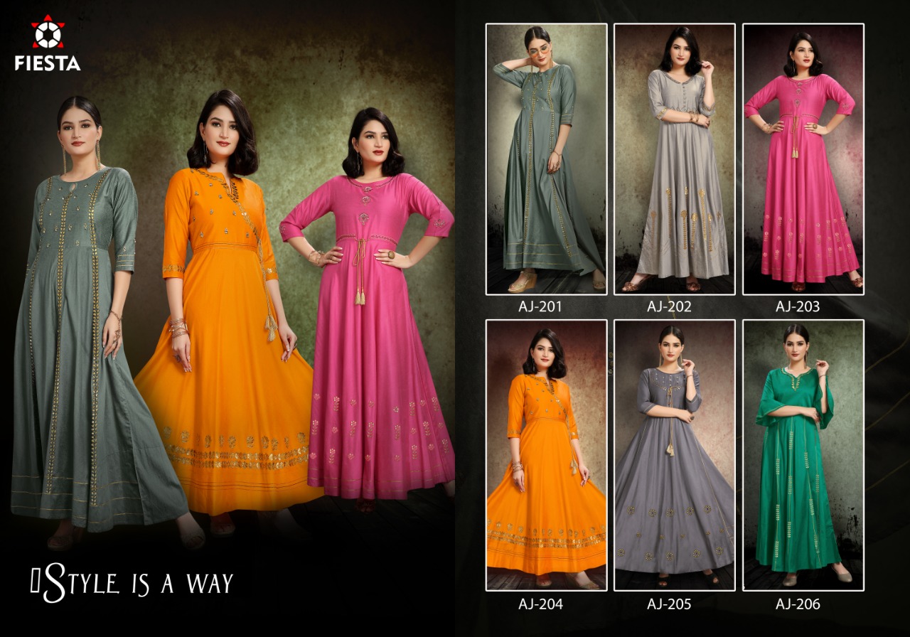 Fiesta Present Mindhal Festival Wear Long Kurtis Collection.