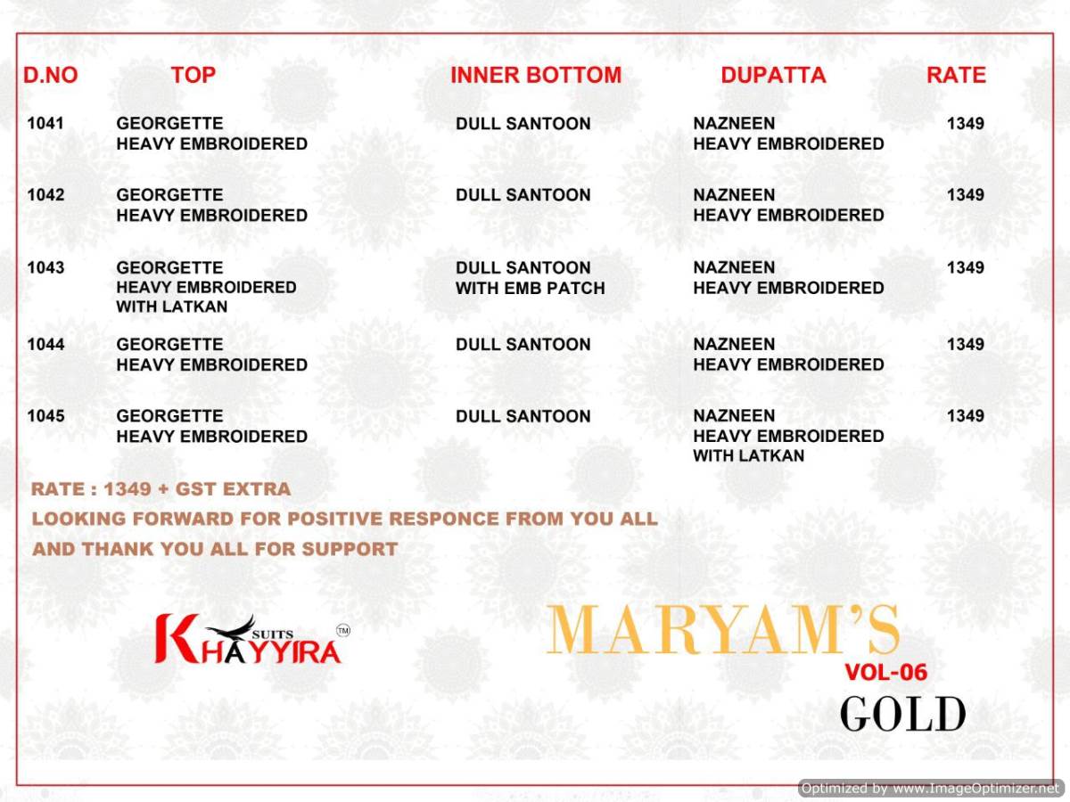 Khayyira Presents  Maryams Gold Vol 6 Pakistani Suits Collection