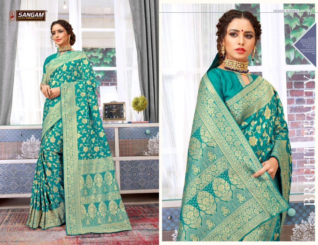 Sangam Prints Sheesha Organza With Fancy Weaving Design Saree Collection At  Wholesale Rate