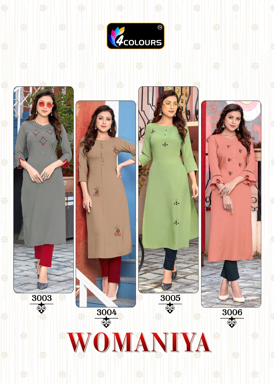 4 Colours Presents  Womaniya  Kurti With Bottom