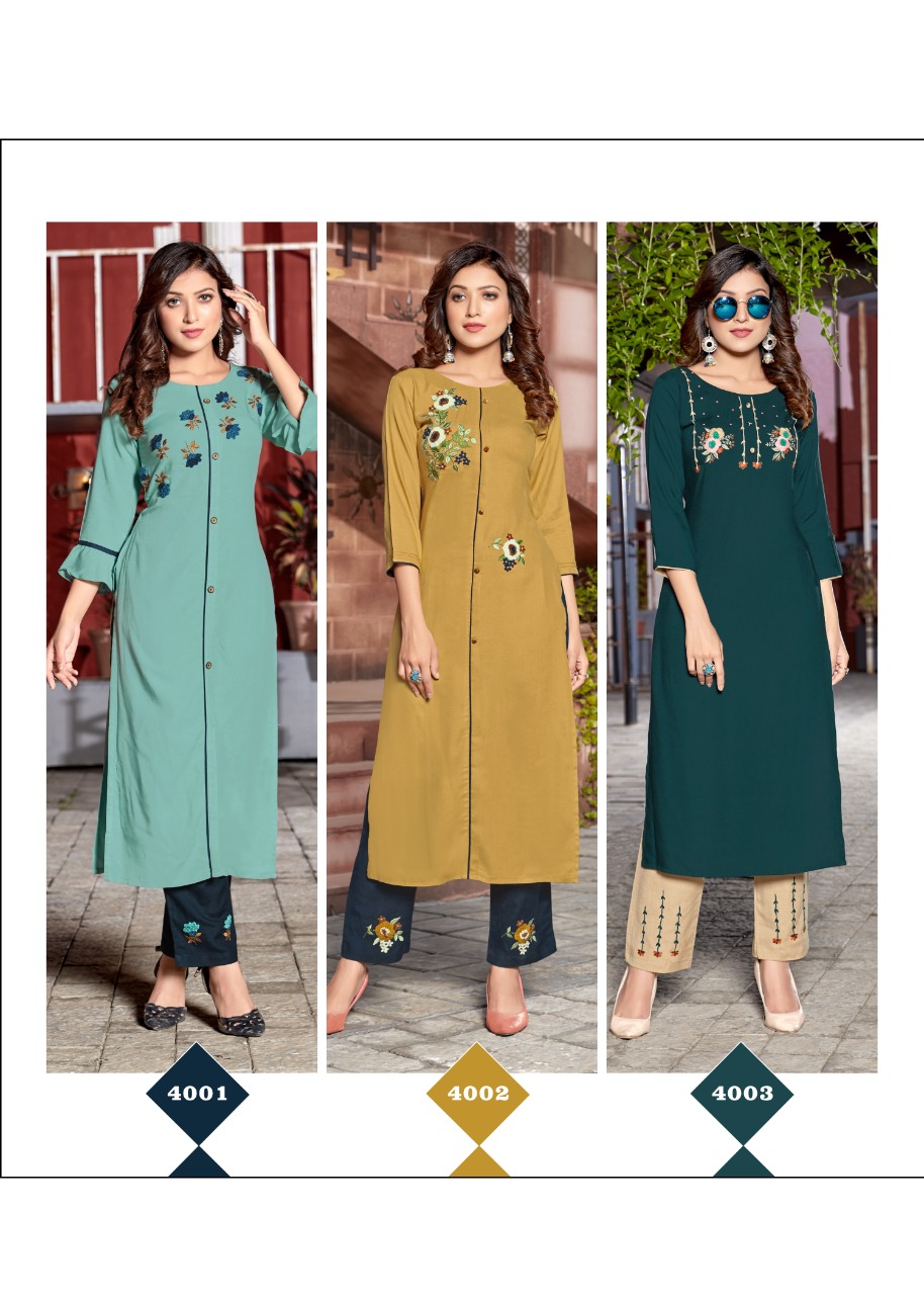 4 Colours Presents Lime Light Kurti With Bottom