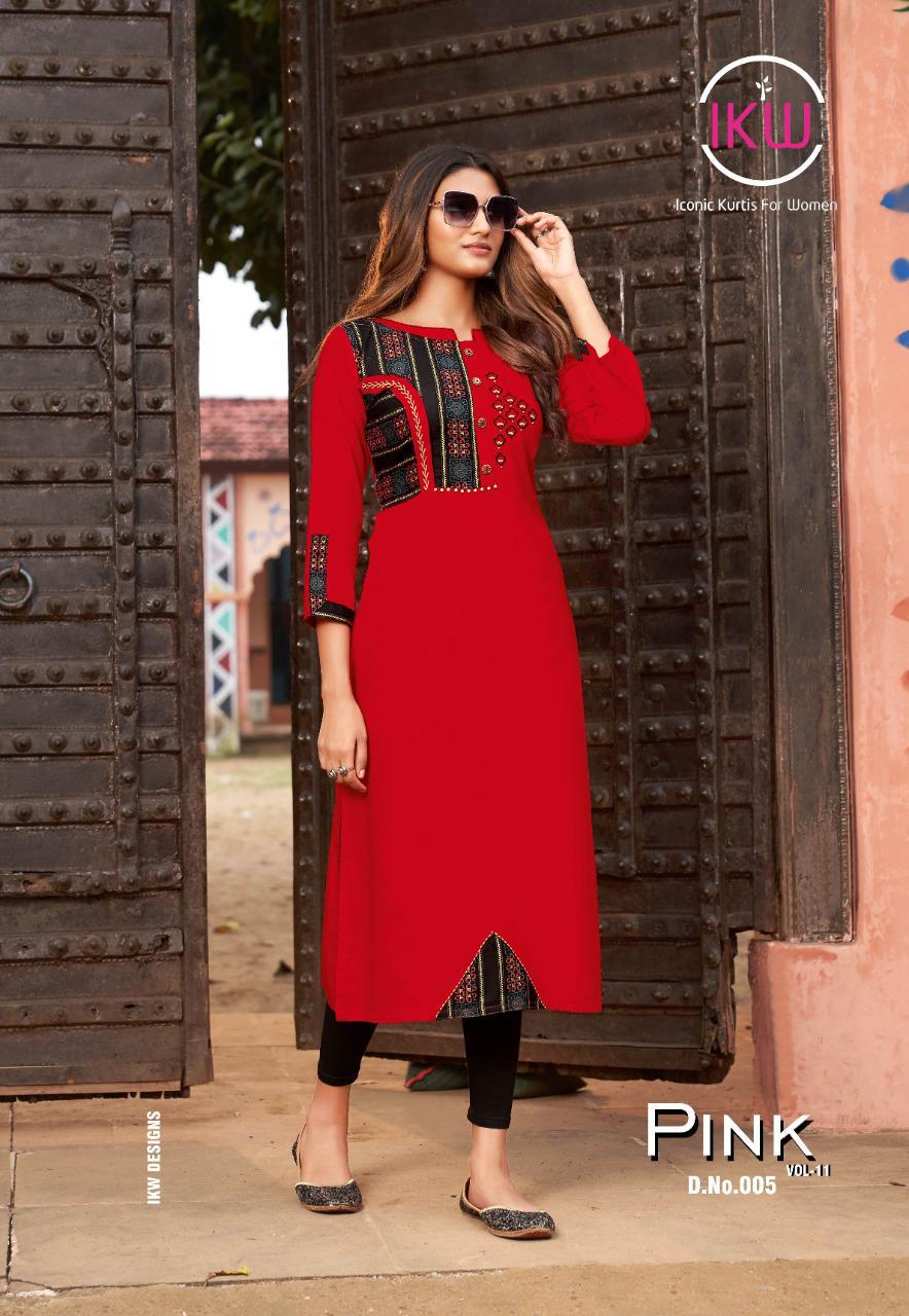 Ikw  Presents Pink Vol  11 Designer  Kurti Collection