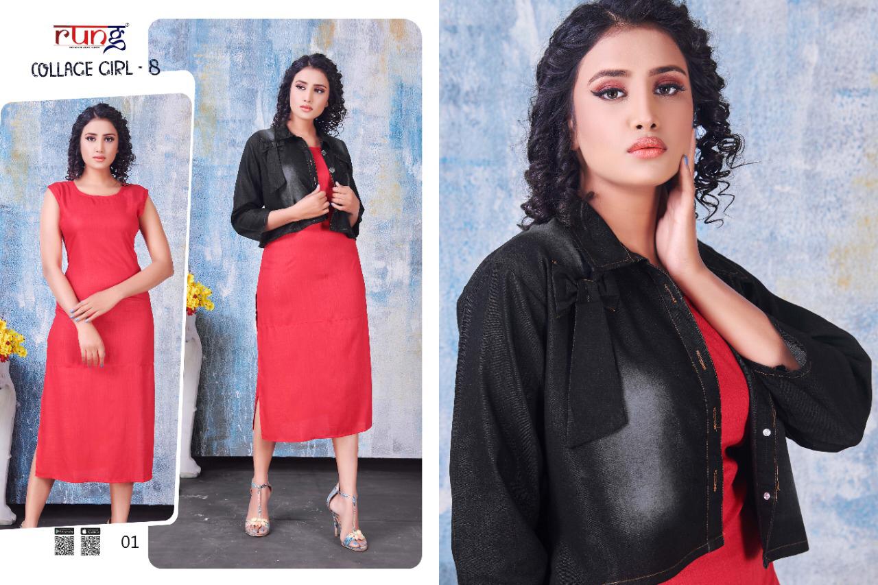 Rung  Presents Collage Girl Vol  8 Ethnic Wear Long Kurti Collection